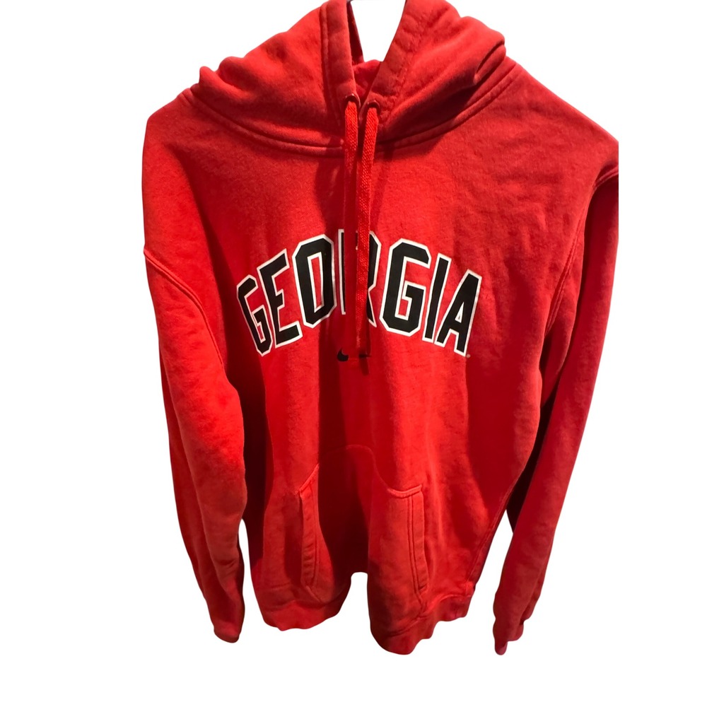 Nike Georgia Bulldogs Hoodie Mens Medium Red Pullover Sweatshirt NCAA NCAA